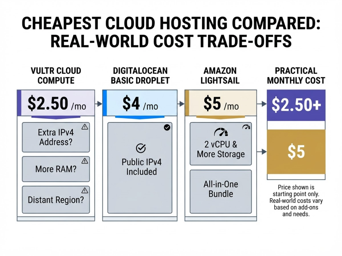 Cheapest Cloud Hosting Options Compared by Real-World Cost, covering compare vultr digitalocean amazon lightsail and.