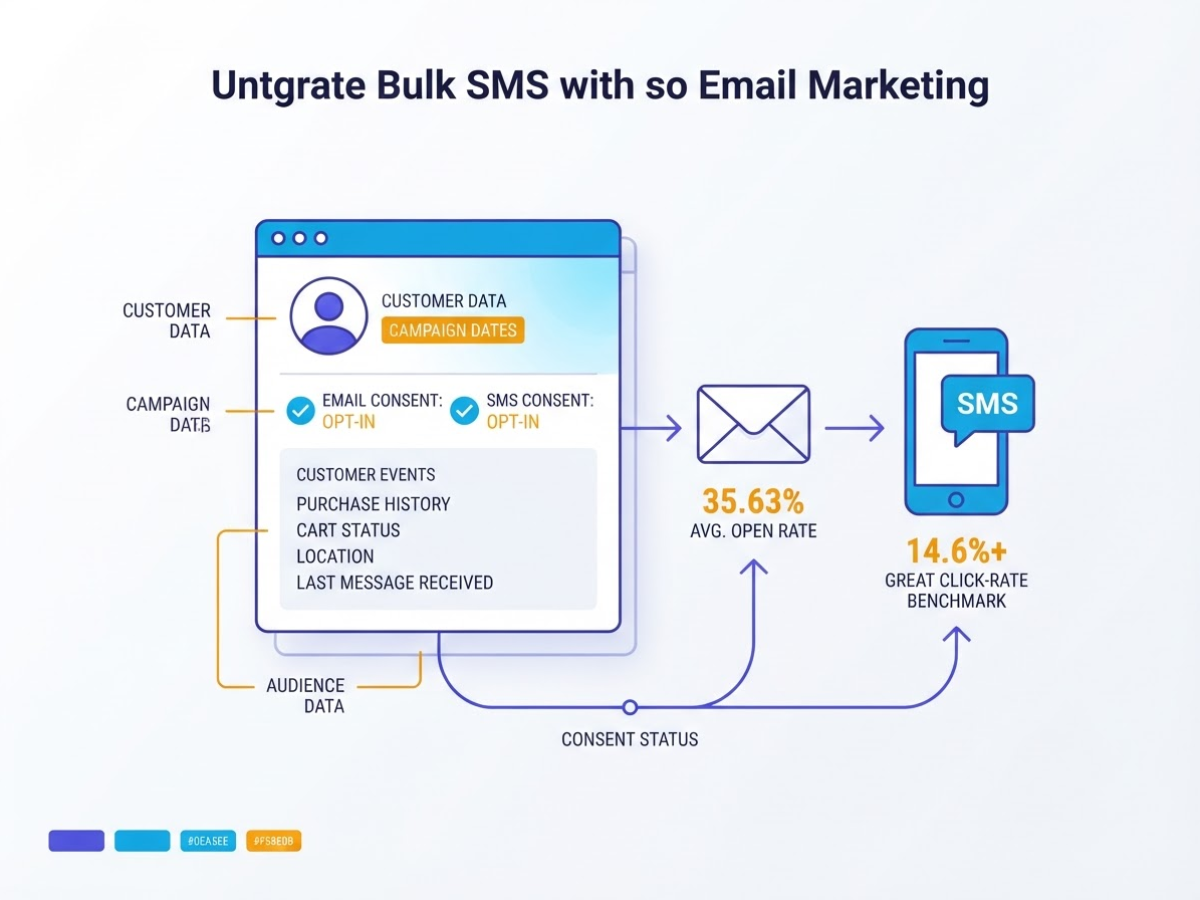 What Integrating Bulk SMS with Email Marketing Actually Means, covering explain shared audience data consent fields.