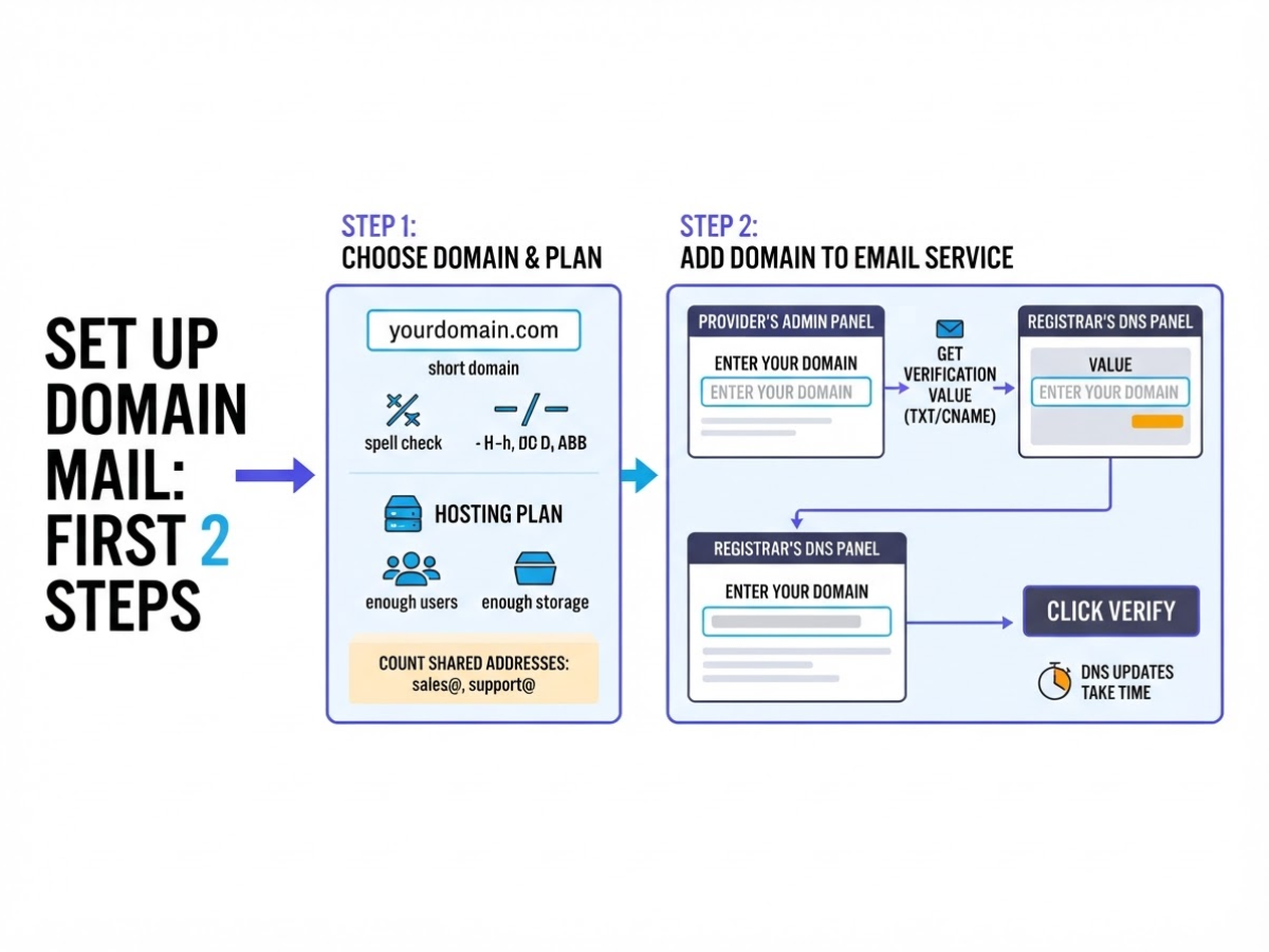 How to Set Up Domain Mail in 7 Practical Steps, covering choose a short memorable domain and.