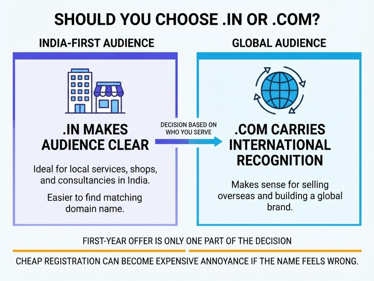 Should You Choose .in, .com, or Another Extension, covering compare in for india-focused businesses with.