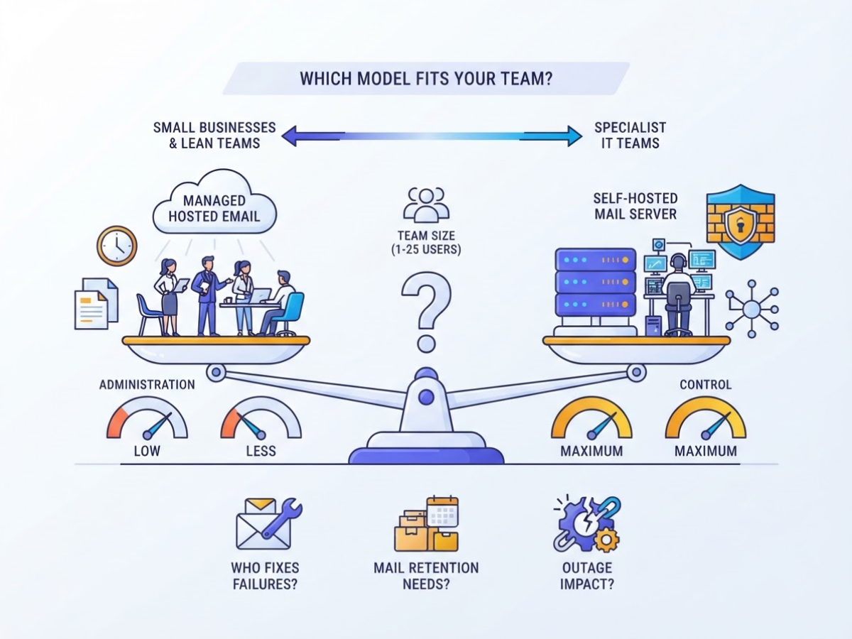Which Business Email Server Model Fits Your Team, covering compare managed hosted email google workspace-style.